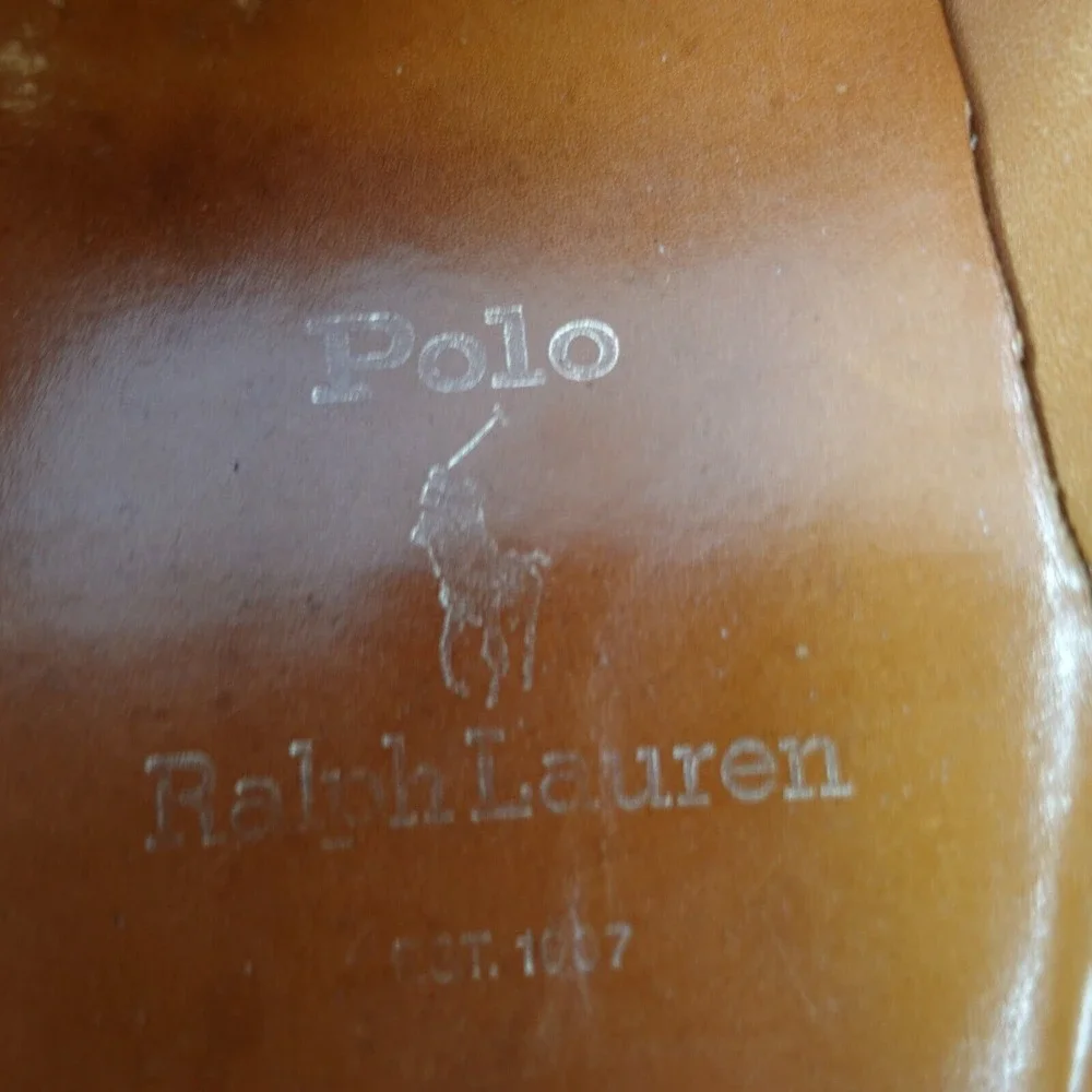Vintage POLO Ralph Lauren Cap Toe Shoes Mens 10 D Tan Full Grain Calfskin VIBRAM